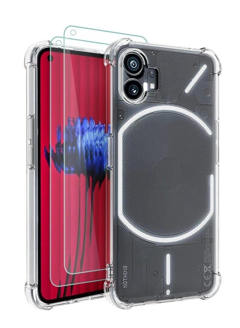 DUSALA Nothing Phone 1 Case Clear Transparent with 2pcs Screen Protector Reinforced Corners TPU Shock Absorption Flexible Cell Phone Cover for Nothing Phone 1(Clear) - Image 1