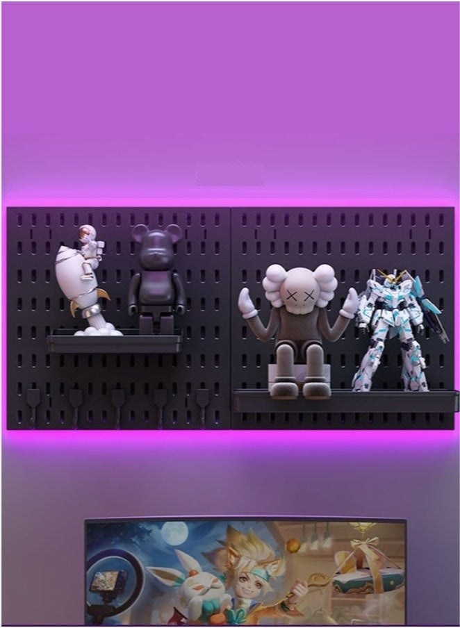 كيلا طقم لوحة تعليق وملحقاتها، منظم حائطي مكون من لوحتين، ومخزن للمكتب والمنزل والألعاب، منظم حائطي للمكتب وشاشة لوحة تعليق، طقم لوحة تعليق أسود - Image 1