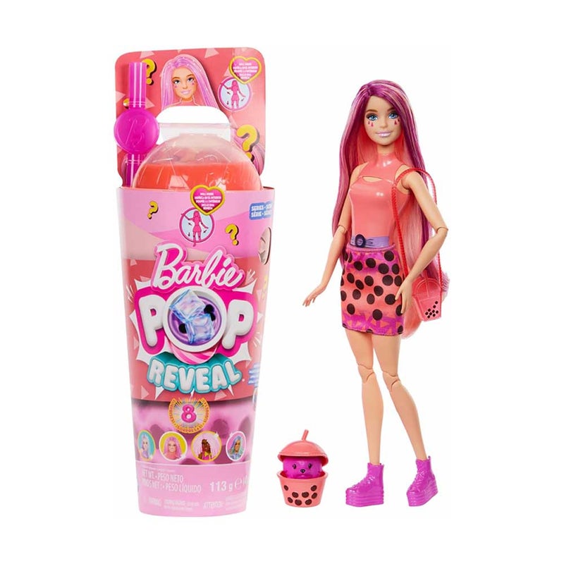 Barbie Pop Reveal Bubble Tea Series Mango Mochi Fashion Doll with 8 Surprises (113 g) - Image 1
