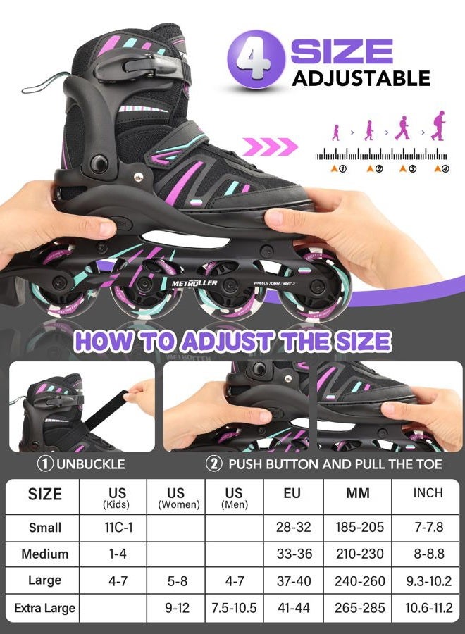 METROLLER Adjustable Inline Skates for Girls Boys with Light up Roller Skates Wheels Kids Youth Fun Beginner Blades - Image 2