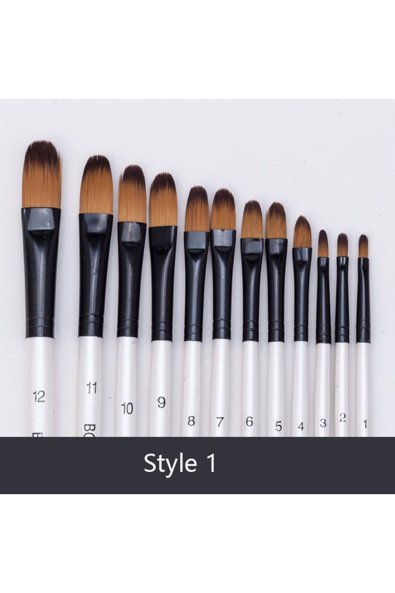 إيروريكس مجموعة أقلام فرشاة ألوان مائية مكونة من 12 قطعة، مصنوعة من النايلون ومقابض خشبية، مناسبة لتعلم الرسم بالألوان الزيتية والأكريليك.