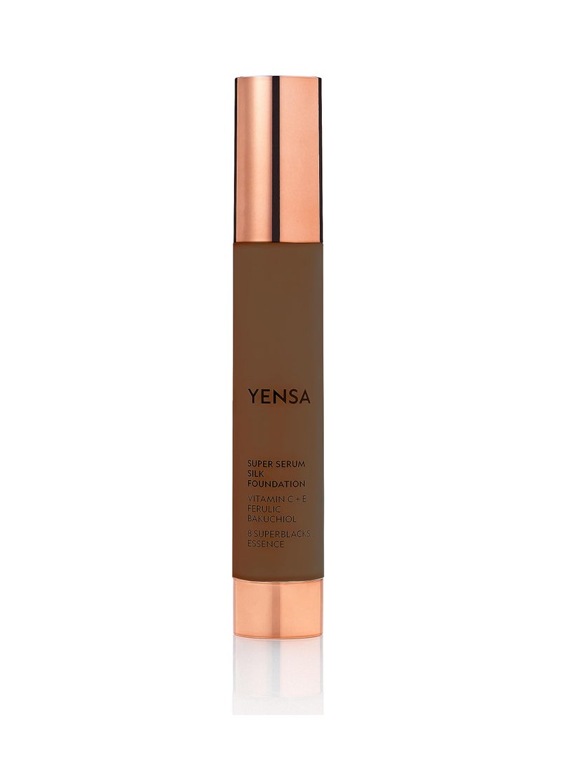 Yensa - YENSA Serum Foundation Makeup - Super Silk Full Coverage Foundation Enriched with Peptides, Vitamin C & Ferulic Acid to Help Reduce Fine Lines, Wrinkles & Dark Circles - Deep 3 (1 oz) - Image 1