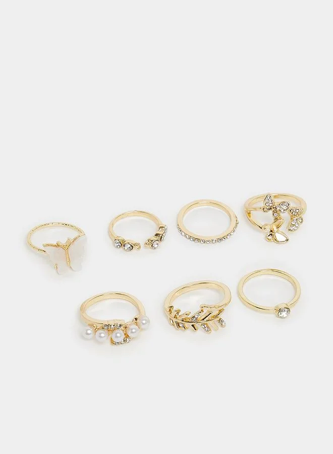Styli Set of 7 - Assorted Rhinestone Detail Rings