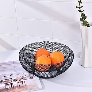 Arkit Wire Mesh Fruit Bowl - Creative Round Storage Basket for Fruits & Vegetables, Decorative Fruit Basket | Fruit Storage Bowl Holder, Fruit & Vegetable Bucket, Onion & Potato Basket for Kitchen - Image 4
