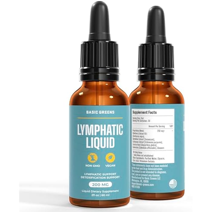 BASIC GREENS Lymphatic Support Liquid – Natural Immune Booster for Lymphatic Drainage, Fluid Balance, and Daily Cleanse, Easy - Absorb Liquid Formula for Wellness Support, 2 Fl Oz - Image 2