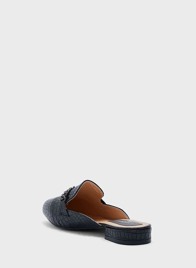 Ginger Chain Detail Croc Slip On Flat Shoe