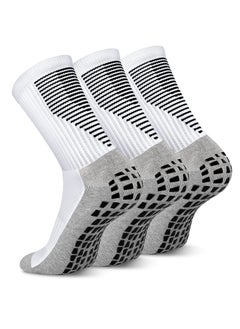 3 Pairs Grip Socks Football Men Women Anti Slip Sports Grip Socks Breathable Anti Blister Rubber Pads Non Slip Basketball Socks Athletic Grippy Socks For Soccer Running Hiking Boxing Rugby