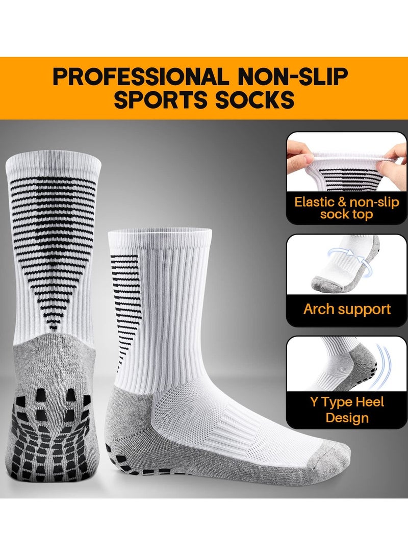 KASTWAVE - 3 Pairs Grip Socks Football Men Women Anti Slip Sports Grip Socks Breathable Anti Blister Rubber Pads Non Slip Basketball Socks Athletic Grippy Socks For Soccer Running Hiking Boxing Rugby - Image 1