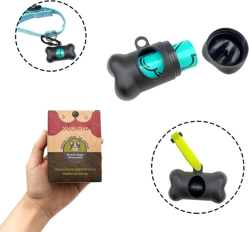 YUCHIYA Dog Poop Pickup Bags Holder Dispenser with Standard-Sized Leak-Proof Scented Doggy Waste Bags and Carabiner with Safety Lock&Fastener Never Loose on Leash Lead Again (1 Holder 15 Bags, Black) - Image 3