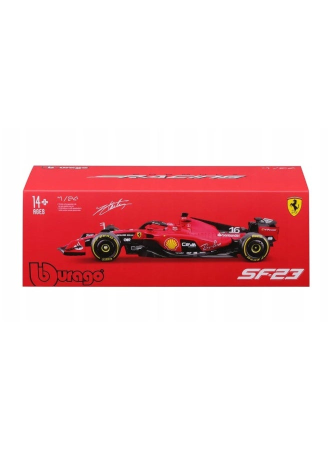 Bburago F1 2023 Ferrari SF-23 #16 Charles Leclerc Die-cast Car with Driver Helmet (1:24, Red) - Image 1
