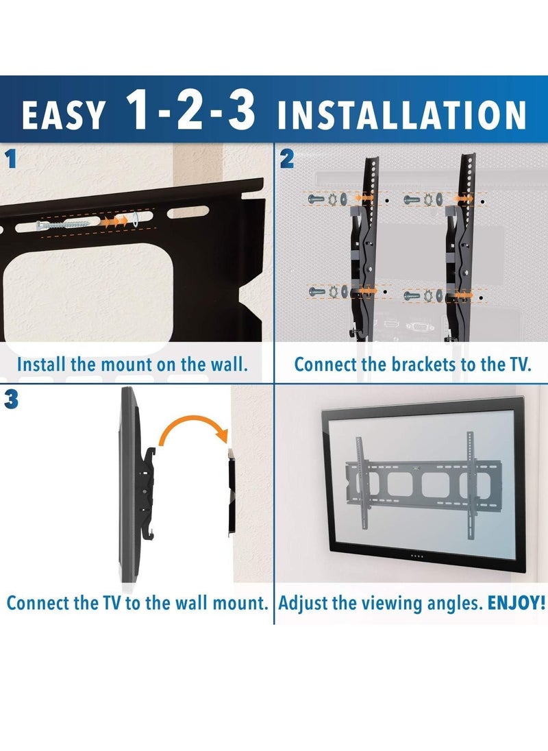 Large Tilting TV Wall Mount Bracket 42 43 50 55 58 65 70 75 80 Inch 220 Pound Capacity, VESA Compatible | Low Profile | Flat Screens - Image 5