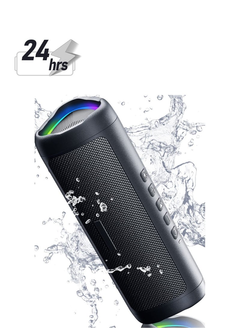 Excefore Bluetooth Speaker with HD Sound, Portable Wireless, IPX5 Waterproof, Up to 24H Playtime, TWS Pairing, BT5.3, for Home Party Outdoor Beach, Electronic Gadgets, Birthday Gift, Black  - Image 1
