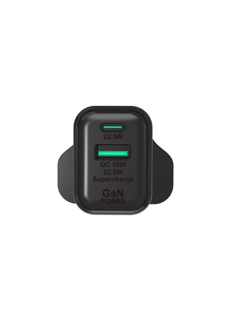 بيلك شاحن حائط belk بقوة 22.5 واط ، منفذين (USB + PD)، يدعم الشحن السريع - Image 1