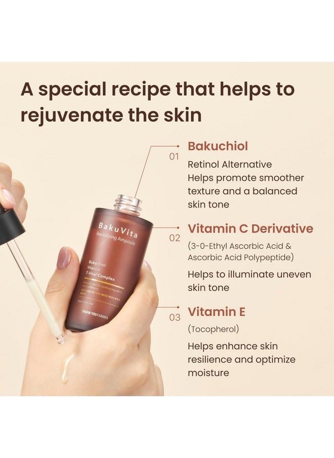 THANKYOU FARMER Bakuvita Revitalizing Ampoule Bakuchiol Retinol Alternative Vitamin C + E Korean Serum Pore Care Firming Vegan Mothers Day Gifts 1.75 Fl Oz (50Ml)  - Image 4