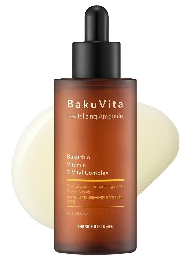 THANKYOU FARMER Bakuvita Revitalizing Ampoule Bakuchiol Retinol Alternative Vitamin C + E Korean Serum Pore Care Firming Vegan Mothers Day Gifts 1.75 Fl Oz (50Ml)  - Image 1