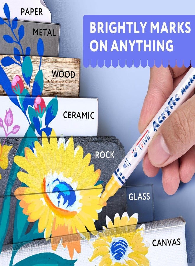 TFIVE Acrylic Paint Markers, 24 Vibrant Colors Acrylic Markers Pens, No Bleeding, Work on Anything for Rock Painting Canvas Wood Ceramic Glass Crafts Art Supplies, Easy for All Ages, Dual Tip Medium + Fine - Image 5