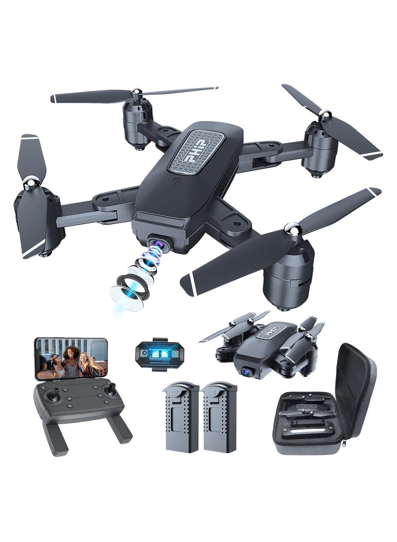 Durable Drone with Camera for Adults and Kids Beginners, FPV 1080P Camera Drone Under 100, Foldable RC Quadcopter, 2 Batteries, Gestures Selfie, - Image 1