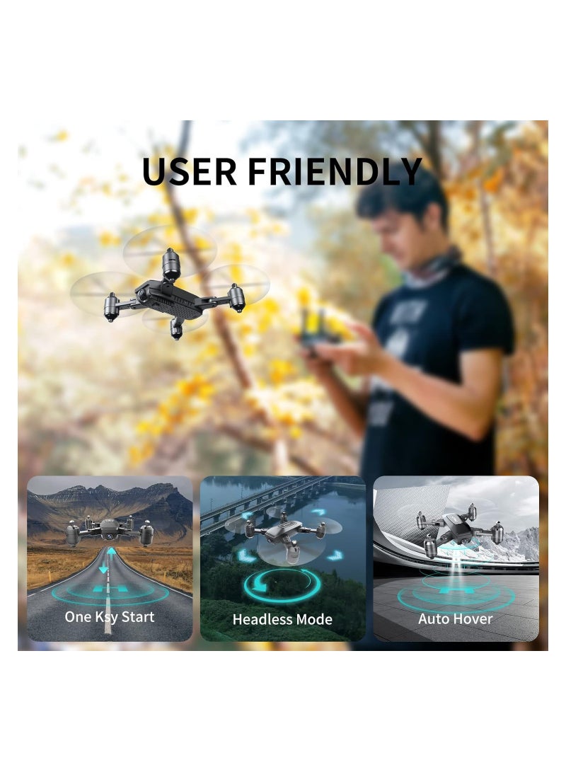 Durable Drone with Camera for Adults and Kids Beginners, FPV 1080P Camera Drone Under 100, Foldable RC Quadcopter, 2 Batteries, Gestures Selfie, - Image 4