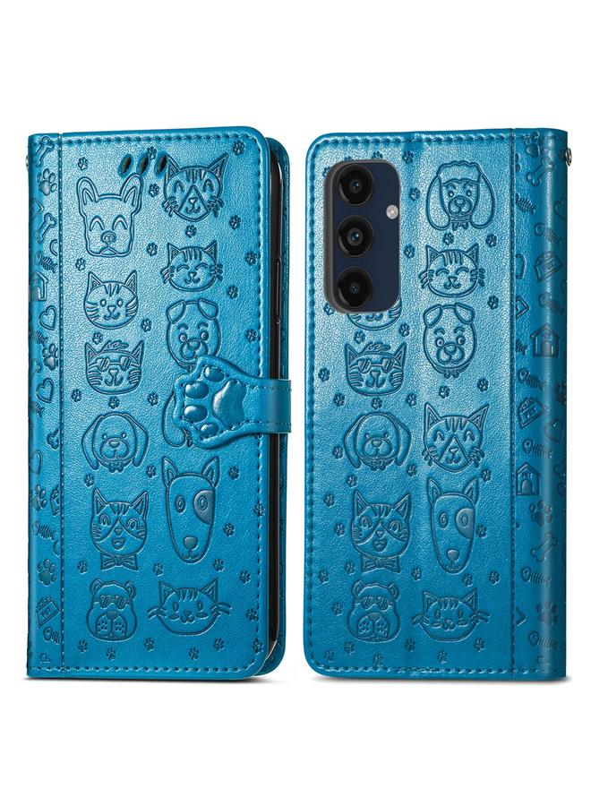 اس-توب جراب لهاتف Samsung Galaxy A16 مصنوع من الجلد المنقوش بنقشة قطة وكلب - Image 2