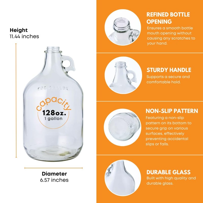 fastrack Home Brew Ohio MN-TF9E-S1RA Glass Water Bottle Includes Metal Screw Cap, 38 mm, 1 gal Capacity - Image 3