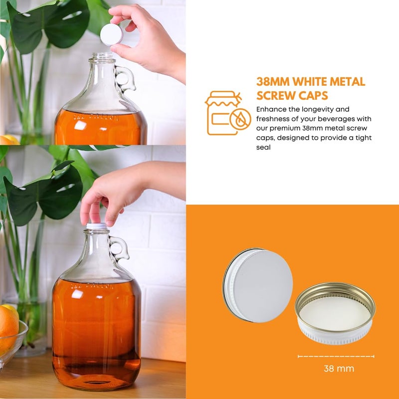 fastrack Home Brew Ohio MN-TF9E-S1RA Glass Water Bottle Includes Metal Screw Cap, 38 mm, 1 gal Capacity - Image 4