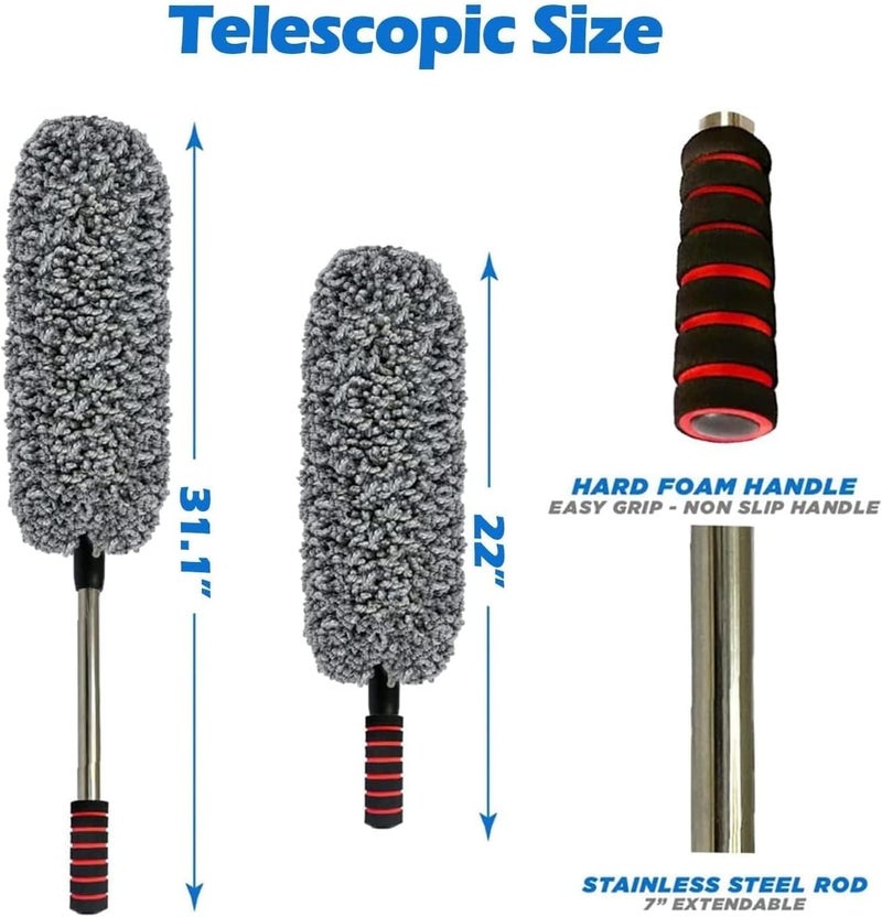TRENDORA All season compatible build Car Duster Kit – Microfiber Brush for Exterior and Interior, Detail Brush, Lint and Scratch Free, Duster for Truck, SUV, RV and Motorcycle Affordable fast purchase options - Image 3