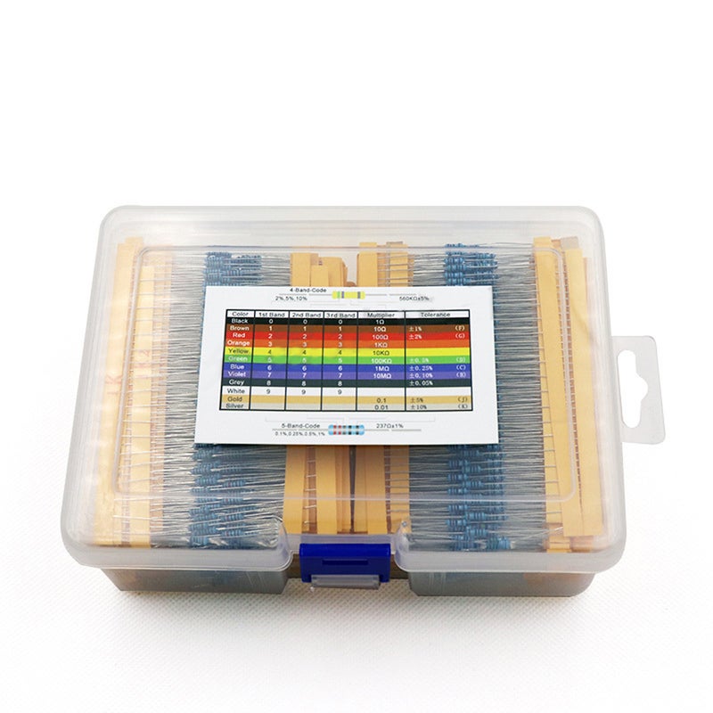 2600Pcs 130 Values Resistor Kit Commonly Used 1% 1/4W Metal Carbon Film Resistors Classification Full Range Resor Fixed Electric Resistors with Storage Box - Image 1