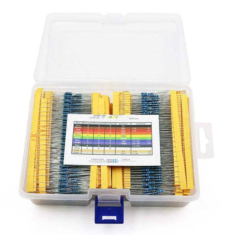 2600Pcs 130 Values Resistor Kit Commonly Used 1% 1/4W Metal Carbon Film Resistors Classification Full Range Resor Fixed Electric Resistors with Storage Box - Image 4