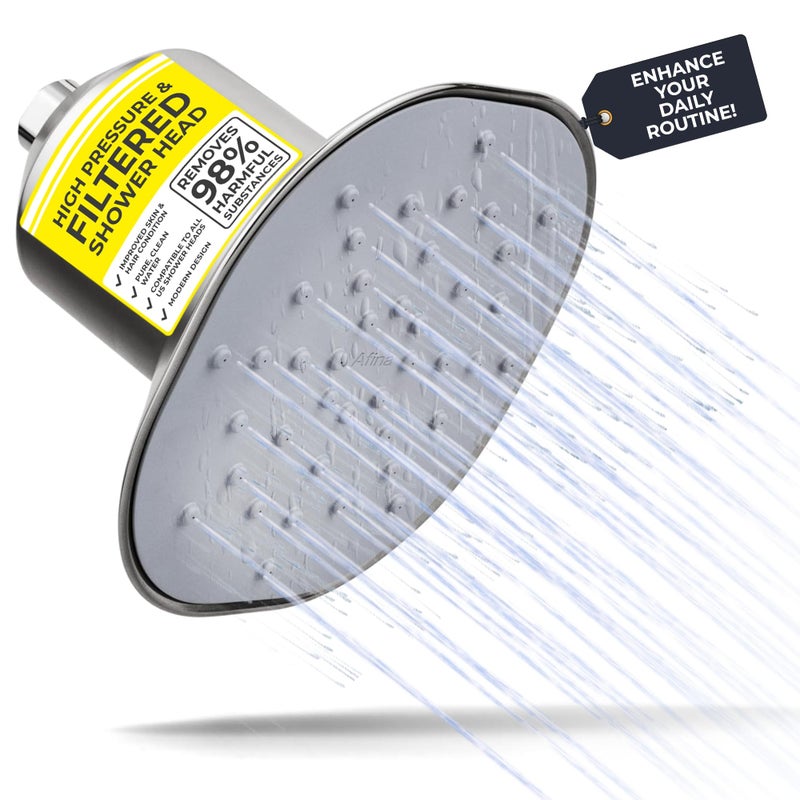 Afina Filtered Shower Head High Pressure Rain Shower Removes 99 Chlorine Heavy Metal Chemicals Water Filter for Hard Water Bathroom Accessories House Essentials Brushed Nickel Showerhead