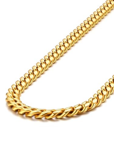 ChainsPro Stainless Steel Cuban Link Chains for Men 4861014mm Width Cuban Chain Necklace 18K Gold Plated No Tarnish Chains Jewelry for Men 1830 Length Hip Hop Miami Necklace Send Gift Box - Image 1