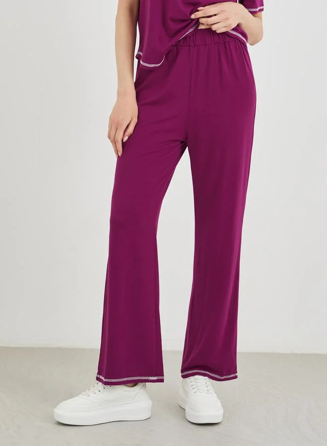 Take Two Take Two Women Overlock Seam T-Shirt and Pants Co-Ords