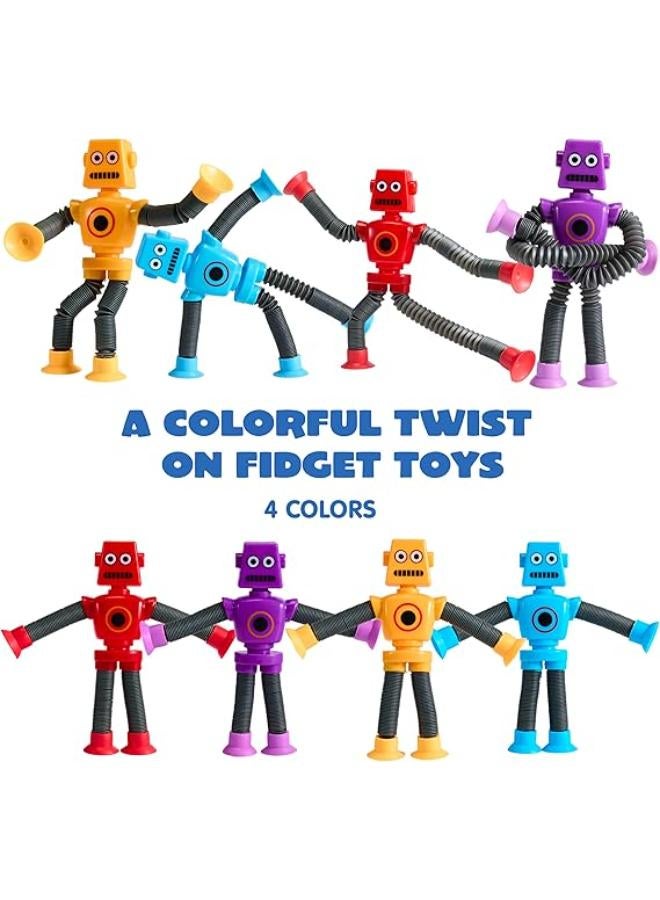 JOYIN 4 Pcs Pop Tubes Suction Cup Robot Toys, Autism Sensory Gifts Fidget Toys for Kids Toddler Boys Girls Year Ages 3 4 5 6 7 8 9 10 Birthday Party Favors Kids Travel Classroom Prize - Image 2