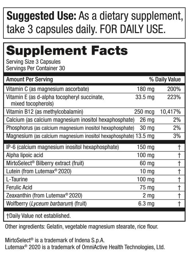 Purity Products Purity Products Ultimate Eye Support 10 mg of Lutein w/Lutemax 20/20, 100 mg of Alpha Lipoic Acid, 2 mg Zeaxanthin Eye Vitamins - Clinically Studied - Blue Light Wave Protection - 90 Capsules - Image 2