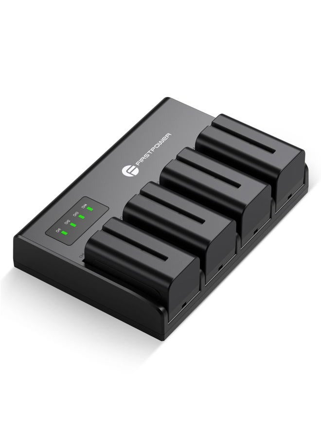 FirstPower 4 Pack NP-F750 Batteries and 4-Channel Charger for Sony NP-F970 F960 F770 F550 F570 Battery, Sony CCD-TRV215 CCD-TR917 CCD-TR315 HDR-FX1000 HDR-FX7 HVR-V1U HVR-Z7U HVR-Z5U Cami corders - Image 1
