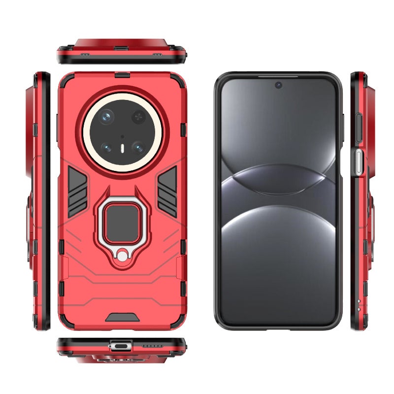 HuHa Protective Cover For Huawei Mate 70 Pro / 70 Pro+ Shockproof PC + TPU Holder Phone Case(Red) - Image 3