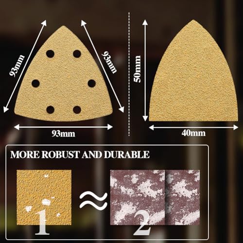 Aozzy 186PCS Oscillating Tool Sandpaper Kit MultiTool Detail Sander pads Include Triangle Finger Sandpapers fit DeWalt Tools etc Sanding Door Frame Old Furniture Wide range of grits for different projects - Image 3