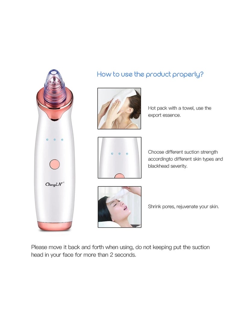 CkeyiN Suction Blackhead Remover Whitehead Remover Electric Facial Extractor with 5 Probes USB Rechargeable Vacuum Pore Cleaner Facial Skin Care Beauty Device MU007 - Image 5