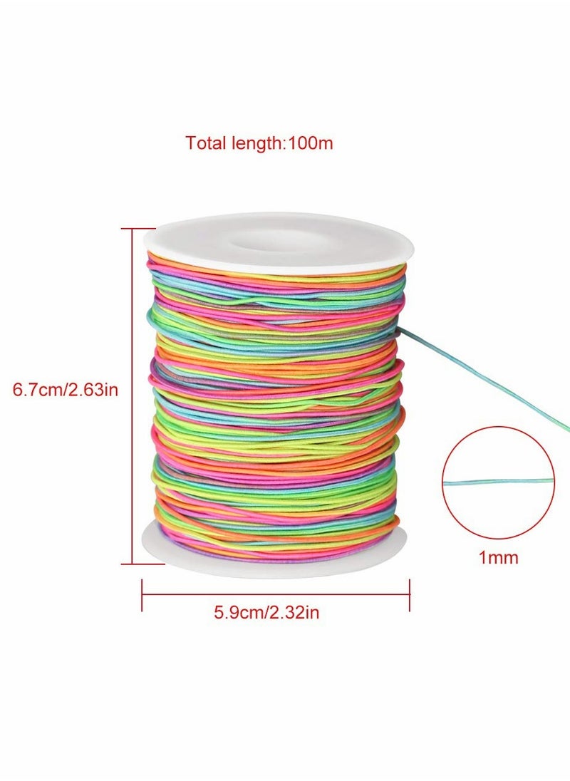 SYOSI - 1mm Rainbow Elastic Cord Beading Threads, Stretch String Fabric Crafting for DIY Bracelets, Jewelry Making, 100m a Roll - Image 1