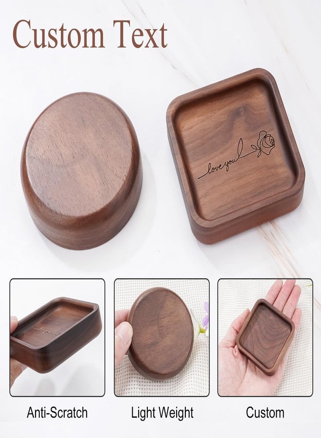 SOITIS Walnut Wooden Ring Tray Wedding Ring Dish Engagement Jewelry Dish for Couples Gift for Anniversary Christmas Birthday-Square - Image 4