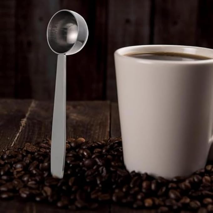 ريحني ملعقة قياس القهوة من الفولاذ المقاوم للصدأ 2In1 وأداة قياس حبوب القهوة متعددة الوظائف وأداة مكبس الإسبريسو مثالية لعشاق القهوة وباريستا - Image 5