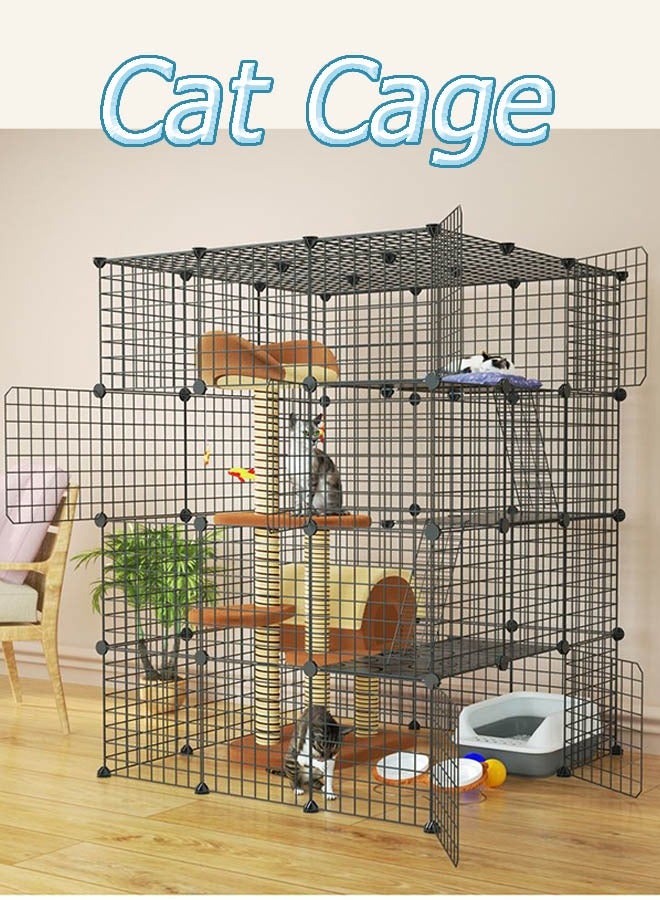 Large Cat Cage Enclosure Indoor DIY Cat Playpen Detachable Metal Wire Kennels Crate Large Exercise Place Ideal for 1-3 Cat - Image 1