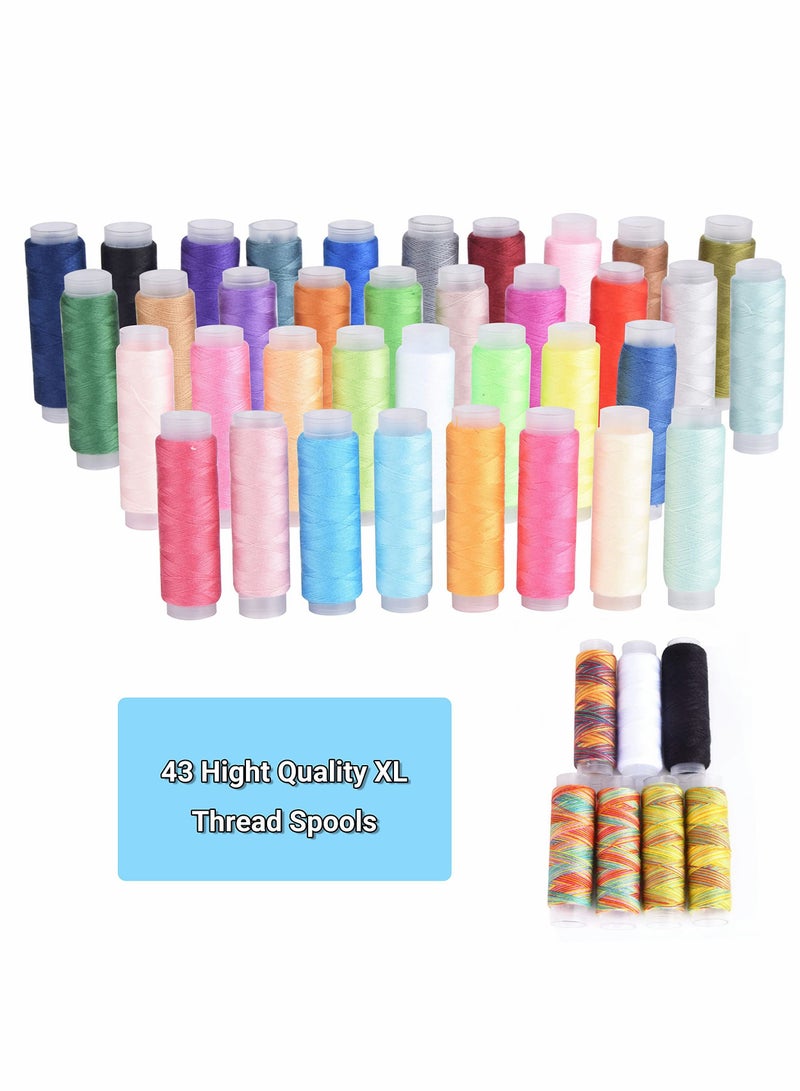 SYOSI Sewing Kit, 226 Premium Sewing Supplies with PU Case, 43 XL Thread Spools, Thimble, Thread, Needle for Beginners/Professionals/Adults, DIY and Home Button Repair Kit - Image 4