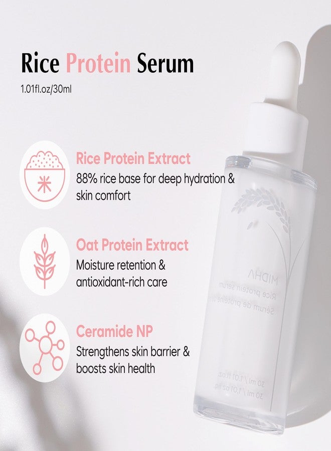 MIDHA Rice Protein Serum, 1.01fl.oz/30ml, Deep hydration, Moisture balance, Firm elasticity, Skin barrier support, Ceramide skincare, Non-greasy finish, Smooth and hydrated, vegan - Image 2