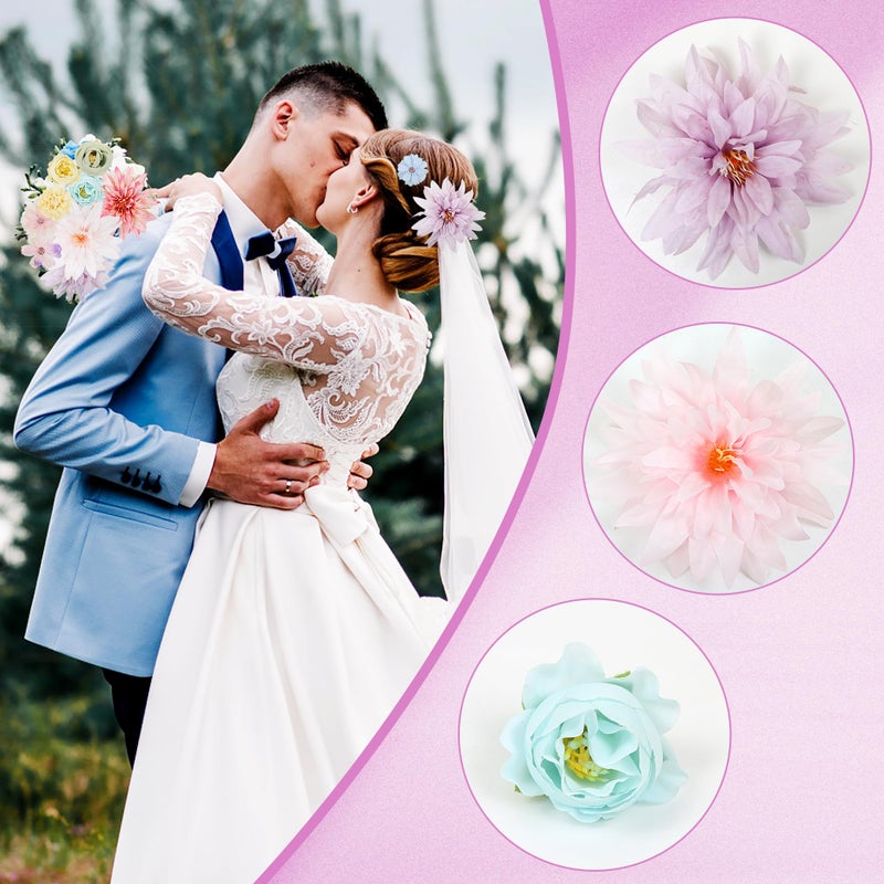 Lacgo 48 Pcs Fake Flowers Heads - Artificial Flower Heads Bulk Silk Faux Rose Diy Flower Embellishments Blossom Wreath Bouquets For Crafts Wedding Bridal Party Baby Shower Home Decoration(Mix Color) - Image 5