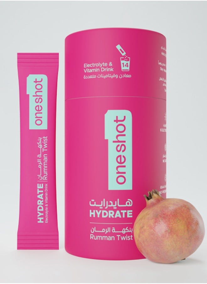 oneshot - Electrolyte Hydration Supplement Rumman Twist 14 Sticks No Sugar No Junk No After Taste - Image 1