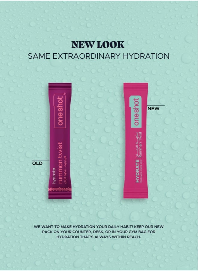 oneshot - Electrolyte Hydration Supplement Rumman Twist 14 Sticks No Sugar No Junk No After Taste - Image 1