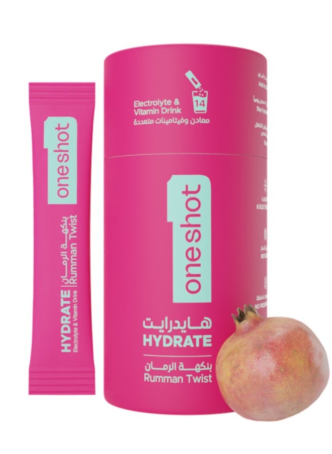 Oneshot - Electrolyte Hydration Supplement Rumman Twist 14 Sticks No Sugar No Junk No After Taste - Image 1