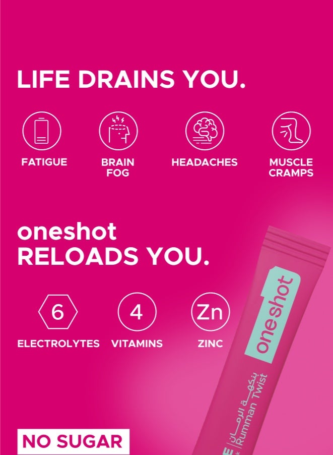 Oneshot Hydrate Rumman Twist Electrolyte Powder Drink Mix Sachets 14Pcs
