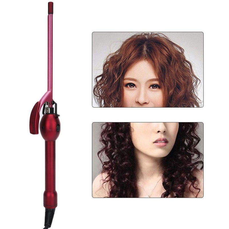 woobles Ceramic Conical Curling Wand Ceramic Hair Waver Curler, Curling Iron Hair Curler Mini Electric Hair Curler Salon Curling Wand Anti-Scald Temperature Adjustment Hair Styling Tool (13mm-US)- - Image 4