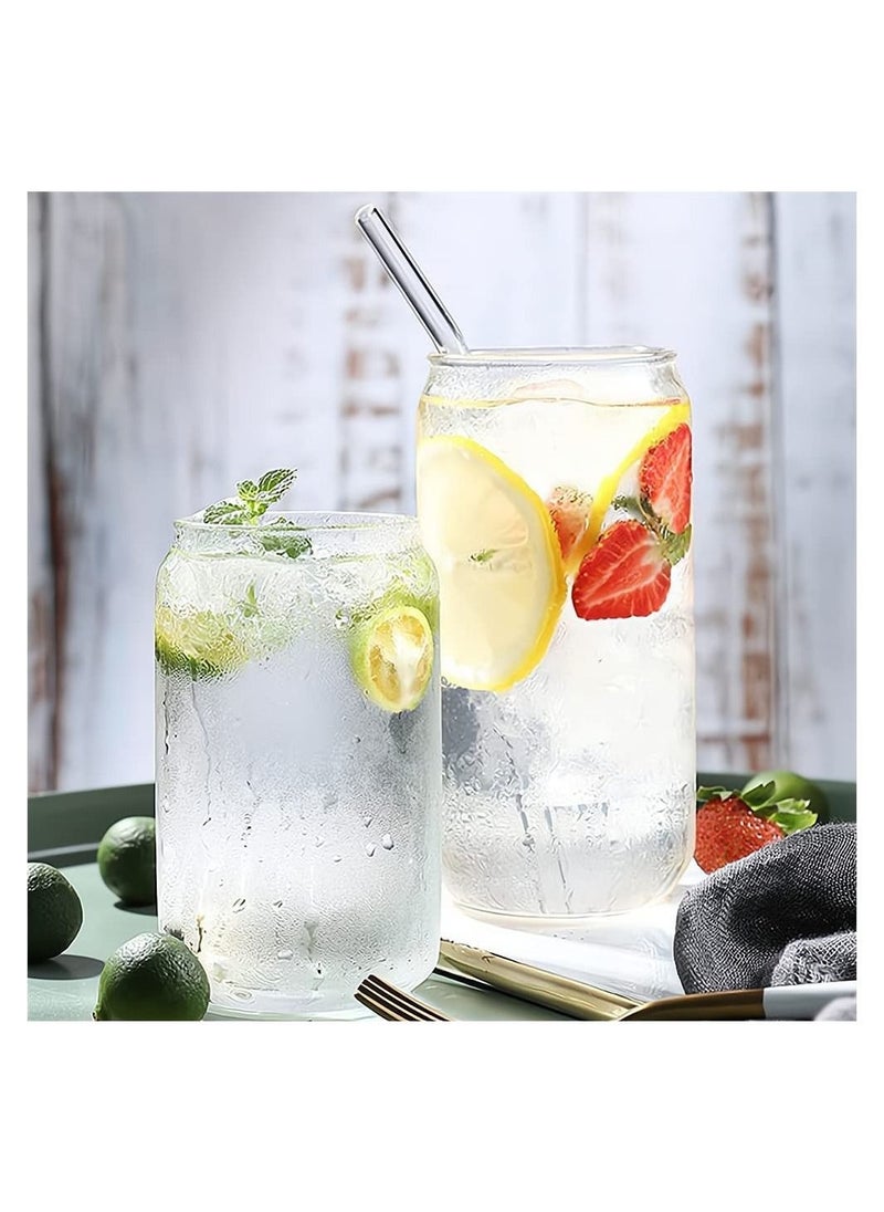 Captaintech Glass Cans, Can Shaped Glass Cups Transparent Water Cup Juice Drinking Cups with Glass Straw for Any Drink and Any Occasion, 500 ml  - Image 2